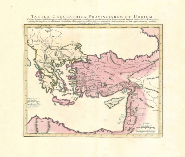 Map, Tabula geographica provinciarum et urbium Colonia Romana vel Municipii jure vel alia quâvis