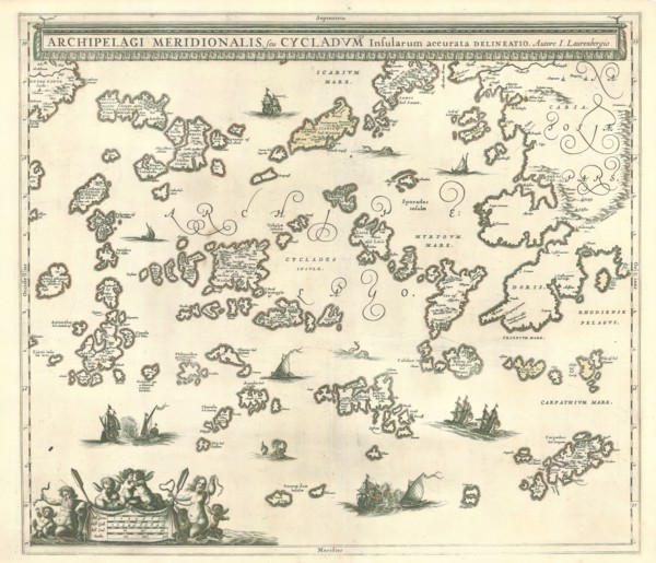 Map, Archipelagi Meridionalis, seu Cycladvm insularum accurata delineatio, Johann Lauremberg