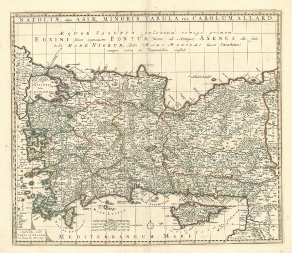 Map, Natoliæ, olim Asiæ minoris tabula, Carel Allard (1648-1709), Copperplate print