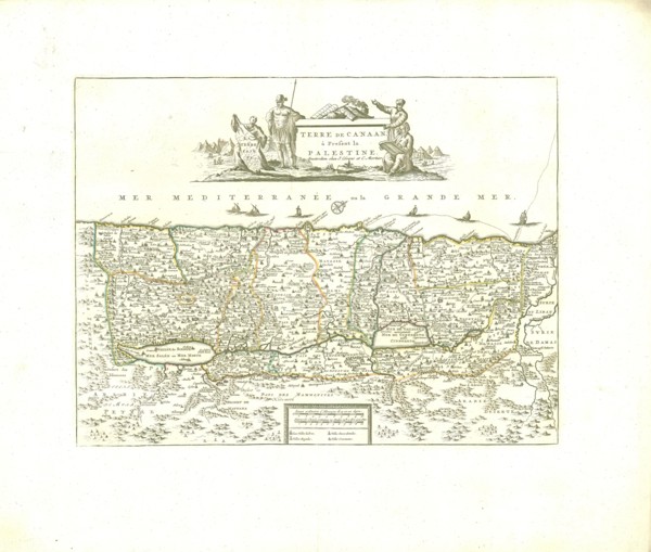 Map, Terre de Canaan, à present la Palestine, Copperplate print