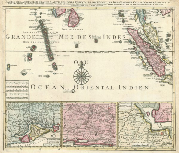 Map, 3 Partie de la nouvelle grande carte des Indes Orientales, Habile connoisseur Un, Copperplate