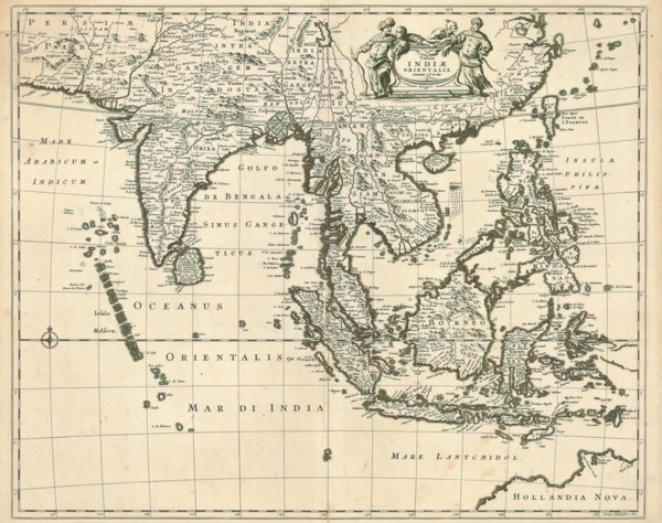 Map, Tabula Indiae Orientalis, Joannes Lhuilier, Copperplate print