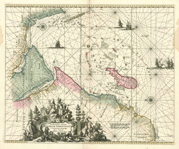 Map, Occidentalior tractus Indiarum Orientalium à Promontorio Bonae Spei ad C. Comorin, Copperplate