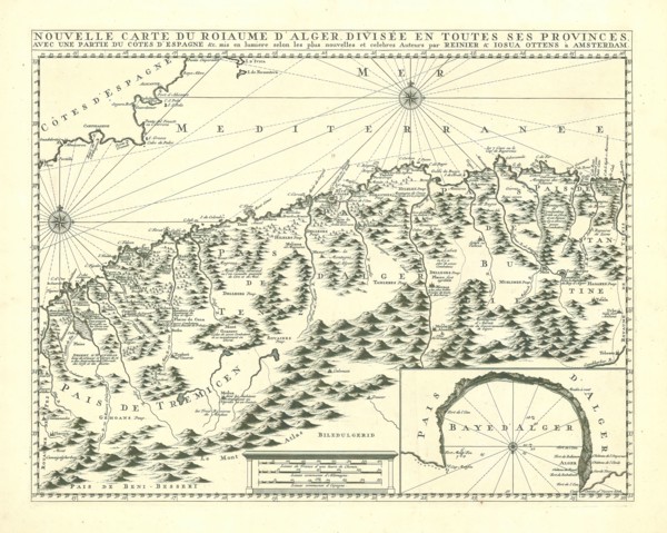 Map, Nouvelle carte du Roiaume d'Alger, divisée en toutes ses provinces, avec une partie du côtes