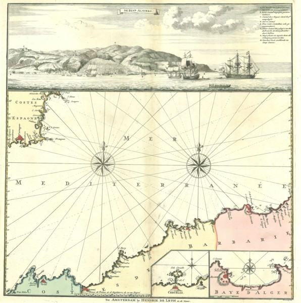 Map, kust van Algerije, Hendrik de Leth (1703-1766), Copperplate print