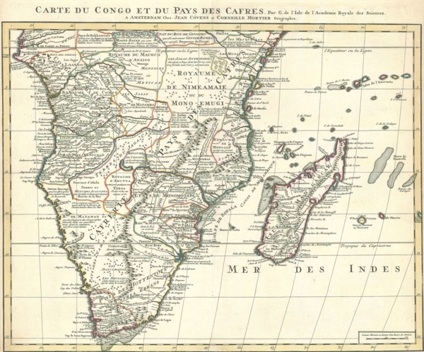Map, Carte du Congo et du pays des cafres, Guillaume Delisle (1675-1726), Copperplate print