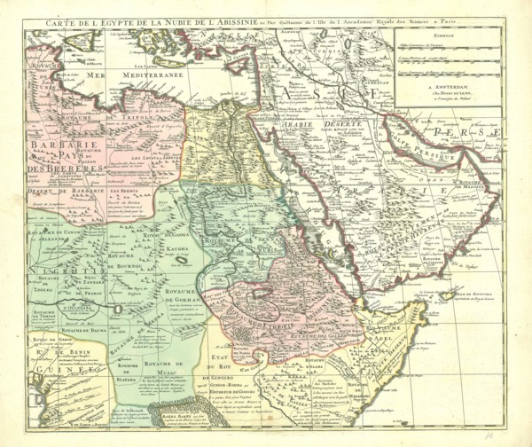 Map, Carte de l'Egypte de la Nubie de l'Abissinie &c., Guillaume Delisle (1675-1726), Copperplate