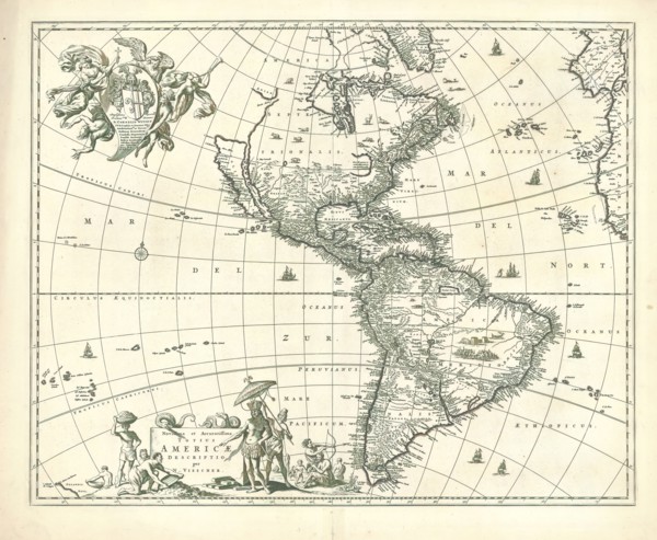 Map, Novissima et accuratissima totius Americæ descriptio, Nicolaes Jansz. Visscher (1649-1702),
