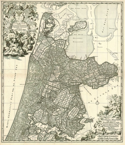 Map, Kennemaria et Westfrisia vulgo et vernaculé Noord-Holland tam in minores quam praecipuas