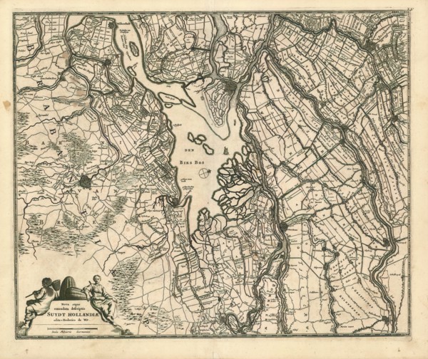 Map, Nova atque emendata descriptio Suydt Hollandiae, Frederick de Wit (1630-1706), Copperplate