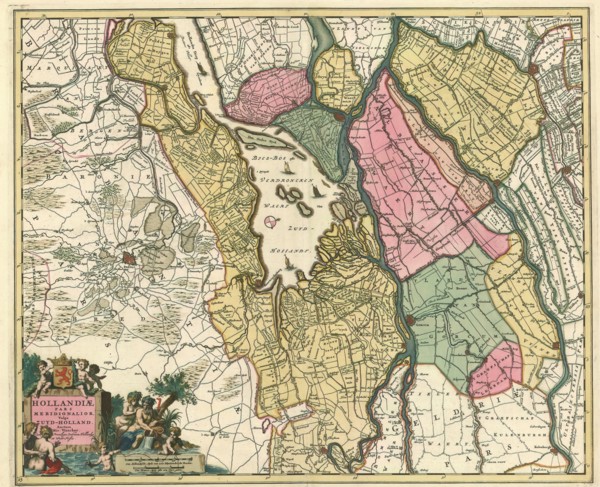 Map, Hollandiae pars meridionalior, vulgo Zuyd-Holland, Nicolaes Jansz. Visscher (1649-1702),