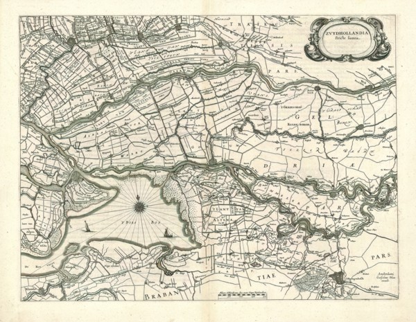 Map, Zvydhollandia stricte sumta, Willem Jansz Blaeu (1571-1638), Copperplate print
