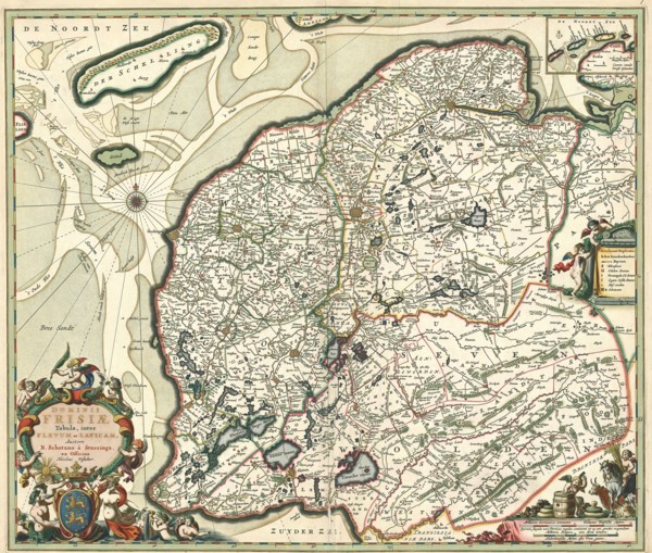 Map, Dominii Frisiae tabula, inter Flevum et Lavicam, Bernardus Schotanus à Sterringa (c.