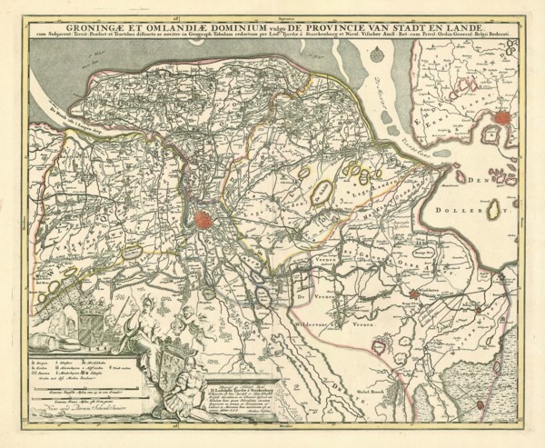Map, Groningae et Omlandiae Dominium vulgo De Provincie van Stadt en Lande, cum subjacent: Territ.