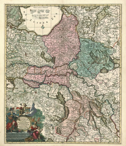Map, Ducatus Geldriae Batavae et Hispanicae, in tetrarchias Noviomagi, Arnhemii, Ruremondae &
