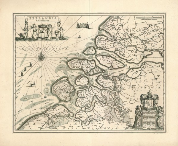 Map, Zeelandia Comitatus, Johannes Janssonius (1588-1664), Copperplate print