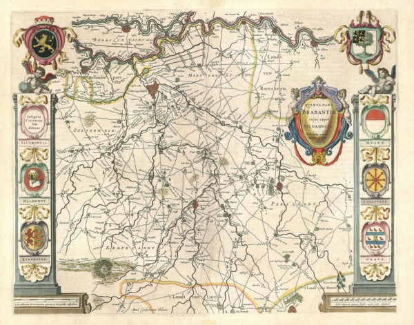 Map, Qvarta pars Brabantiae cujus caput Sylvadvcis, Willebordus vander Burght, Copperplate print