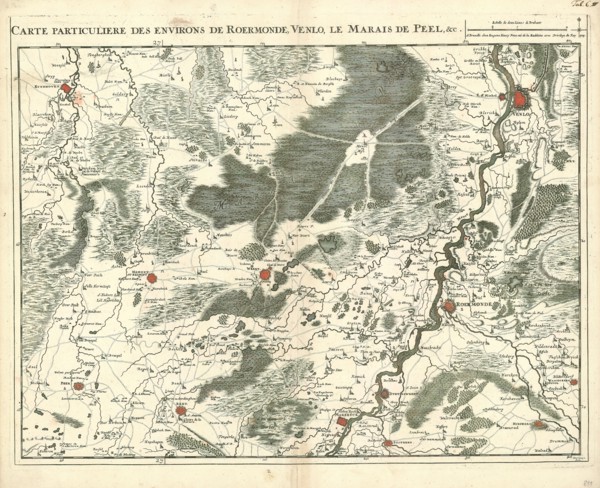 Map, Carte particuliere des environs de Roermonde, Venlo, le marais de Peel, &c., J. Harrewijn