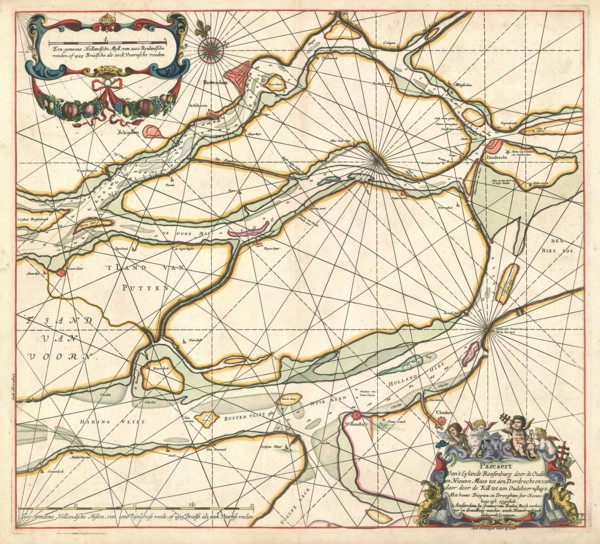 Map, Pascaert van 't eylandt Roosenburg door de Oude en Nieuwe Maes tot aen Dordrecht en van daer