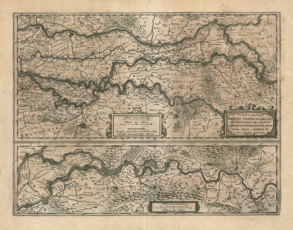 Map, Descriptio fluminum Rheni, Vahalis et Mosae a Rheno Berca ad Goricomium usque, comprehendens
