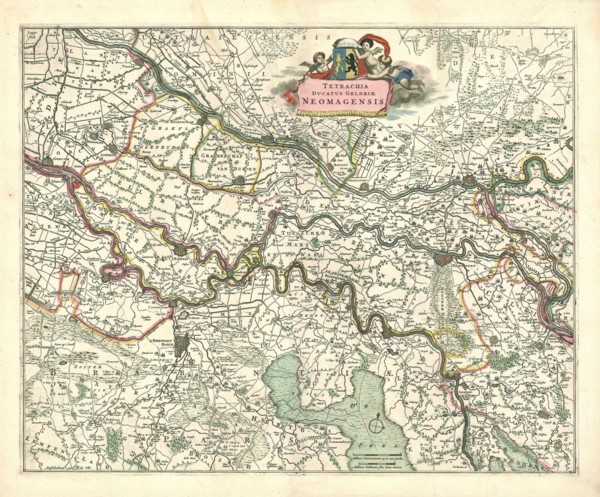 Map, Tetrachia ducatus Geldriae Neomagensis, Copperplate print