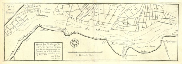 Map, Kaerte van de Riviere de Merwede, van boven Hardincxvelt af, tot beneden de Basse kille toe,