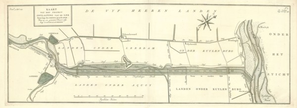 Map, Kaart tot het project ontlasting van de Lek boven langs den Diefdyk tot in de Linge waar op