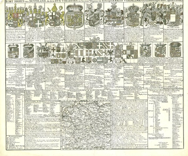 Map, Duytsland in 9 craitzen of circels, nevens de keyserlyke erflanden, verdeelt, C. Specht (fl.