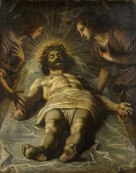 The body of Christ is lamented by two angels, oil on canvas, 126.5 x 98.5 cm, unmarked, Jacopo