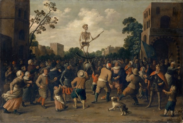 The battle against death, 1625, oil on canvas, 69 x 102 cm, Signed and dated above right above the