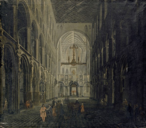 Interior of the Tournai Cathedral, 1671 (?), Oil on canvas, 111 x 125 cm, not specified., On the
