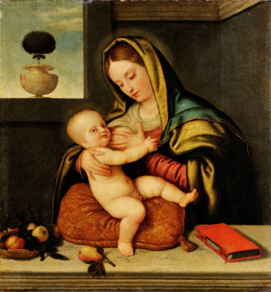 Madonna lactans, c. 1560, oil on canvas, 70 x 66 cm, not specified, Giovanni Battista Moroni,