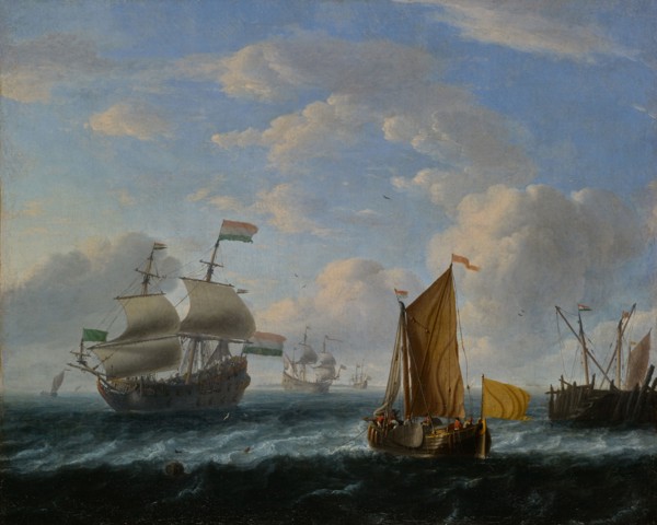Dutch Warships, oil on canvas, 44.6 x 55.5 cm, unsigned, Ludolf Backhuysen, Emden 1630–1708