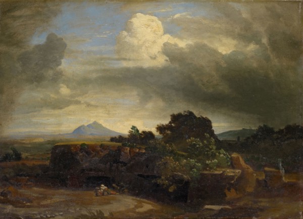 Tempest in the Campagna, oil on canvas, 41.5 x 58.5 cm, unmarked, Johann Wilhelm Schirmer, Jülich