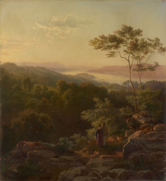 Wädenswil and lower Lake Zurich, 1850, oil on canvas, 59 x 54 cm, signed and dated lower left: J.G