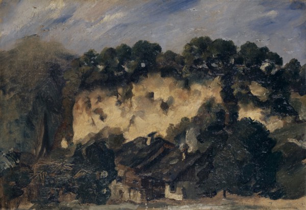 Houses near a quarry, oil on canvas, mounted on cardboard, canvas: 30 x 43.5 cm, not marked, Frank