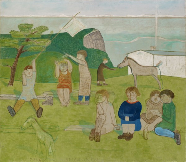 Young Amazons, 1932, oil on canvas, 87.5 x 100 cm, inscribed lower left: YOUNG AMAZONS, Paul Wilde,