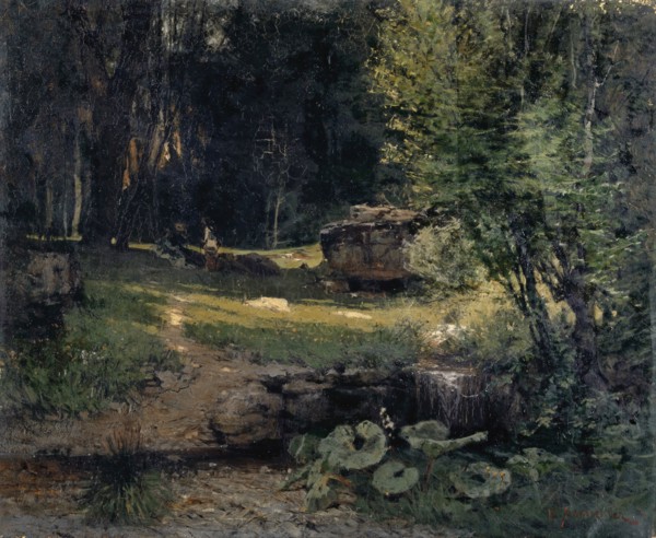 Waldinneres, 1874, oil on canvas, 44 x 53.5 cm, signed and dated lower right: H.Sandreuter 74, Hans