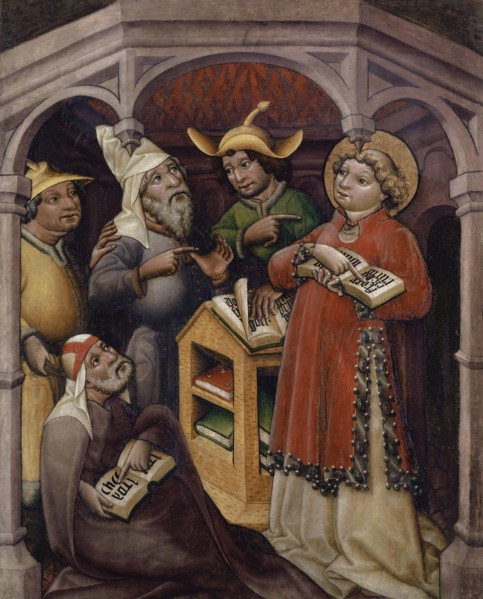 The Adoration of the Kings (Inside), The disputation of St., Stephanus (outside), c. 1435/40, mixed