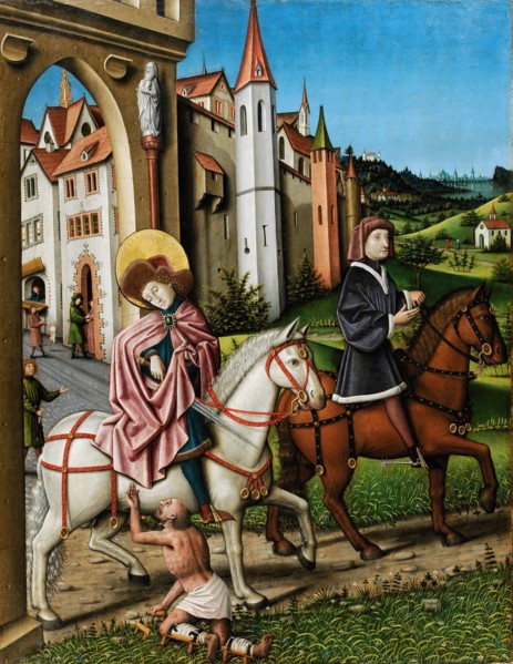 The mantle donation of the hl., Martin (inside), Remains of a Passion Scene (cross bearing?)