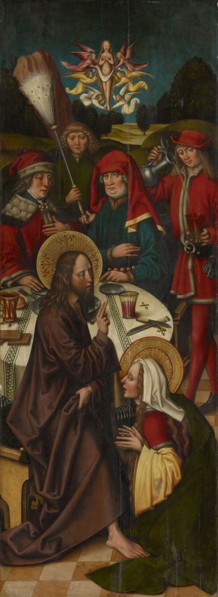 Christ in the house of Simon, c. 1495/1500, mixed technique on basswood, 156 x 57.1 cm, not marked,