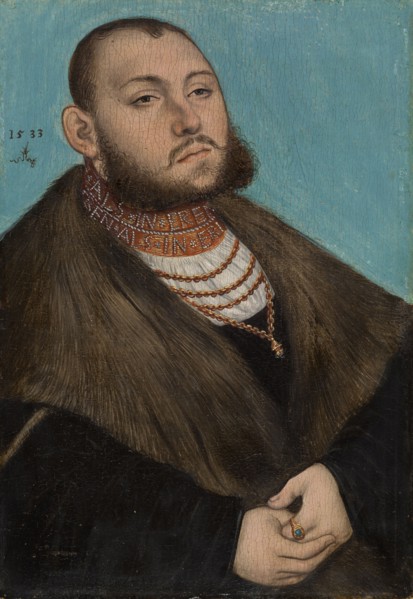 Portrait of Johann Friedrich the Magnanimous, Elector of Saxony (front), black painting with