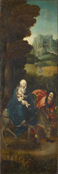 The flight to Egypt (inside), Marbling (outside), 1519, oil on oak, 92.5 x 30.3 cm, Unmarked,
