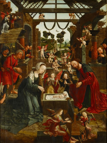 Nativity (right wing of a retable, inside), The hll., Laurentius and Katharina (outside), c.