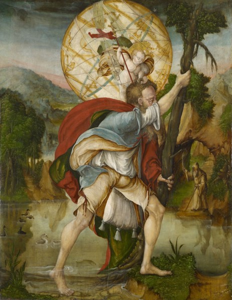 The hl., Christophorus, 1562 (?), Fir wood, 113.2 x 87.8 cm, Not marked, Meister des Basler