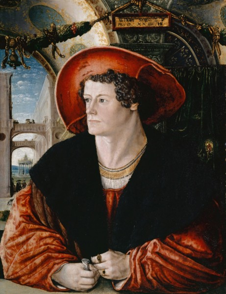 Portrait of a young man, 1524, oil on lime wood, 49.5 x 38 cm, inscribed on top of a small