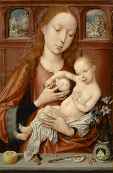 Madonna lactans, c. 1515, mixed media on oak, 46.5 x 31 cm, unmarked, Goossen van der Weyden,