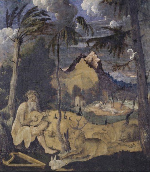 Orpheus and the Animals, 1519, tempera on unprimed canvas (handkerchief painting), 59 x 51 cm,