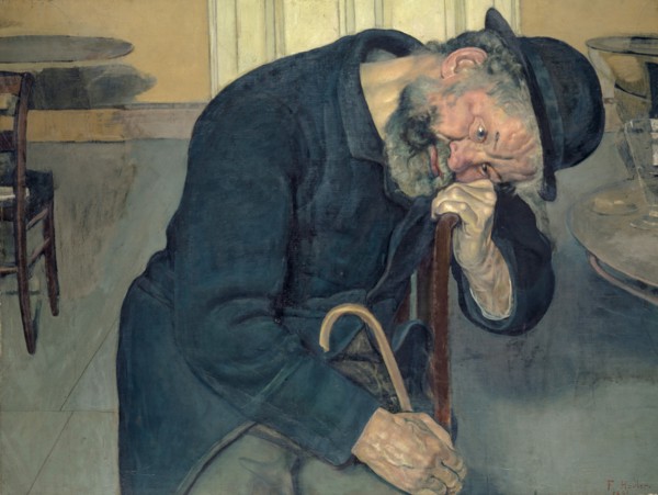 A Poor Soul, c. 1890, oil on canvas, 71.5 x 93.5 cm, signed and dated lower right: F. Hodler., 1891