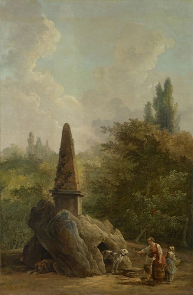 Garden Monument, oil on canvas, 83 x 54.5 cm, monogrammed on the obelisk: H.R, Hubert Robert, Paris